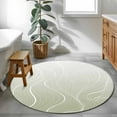 thumbnail image 4 of Round Rugs 3 Ft, Sage Green Geometric Non Slip Area Rugs for Kitchen Bedroom Entryway, Modern White Stripe Distortion Art Washable Carpet Runner Rug Floor Mats for Bedroom Home Decor, 4 of 9