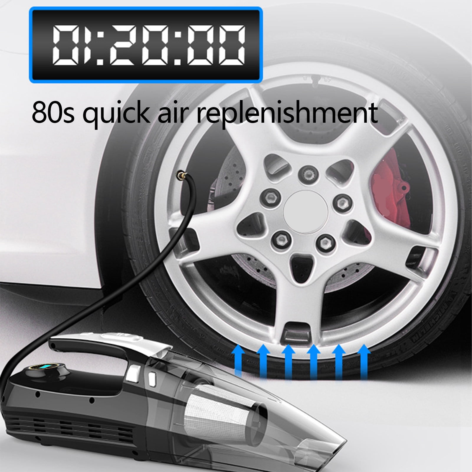Gecau Car Vacuum Handheld Cleaner,Tire Inflator For Car,12V Auto Shut Off Crafted with Care um Cleaner With Pump Black 17.2x6.8 Inch Home Stuff