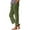 Green, variant on UJNDER Women's Linen Blend Long Pants Elastic Waist with Decorative Buttons Casual Comfort Wear Blue XL
