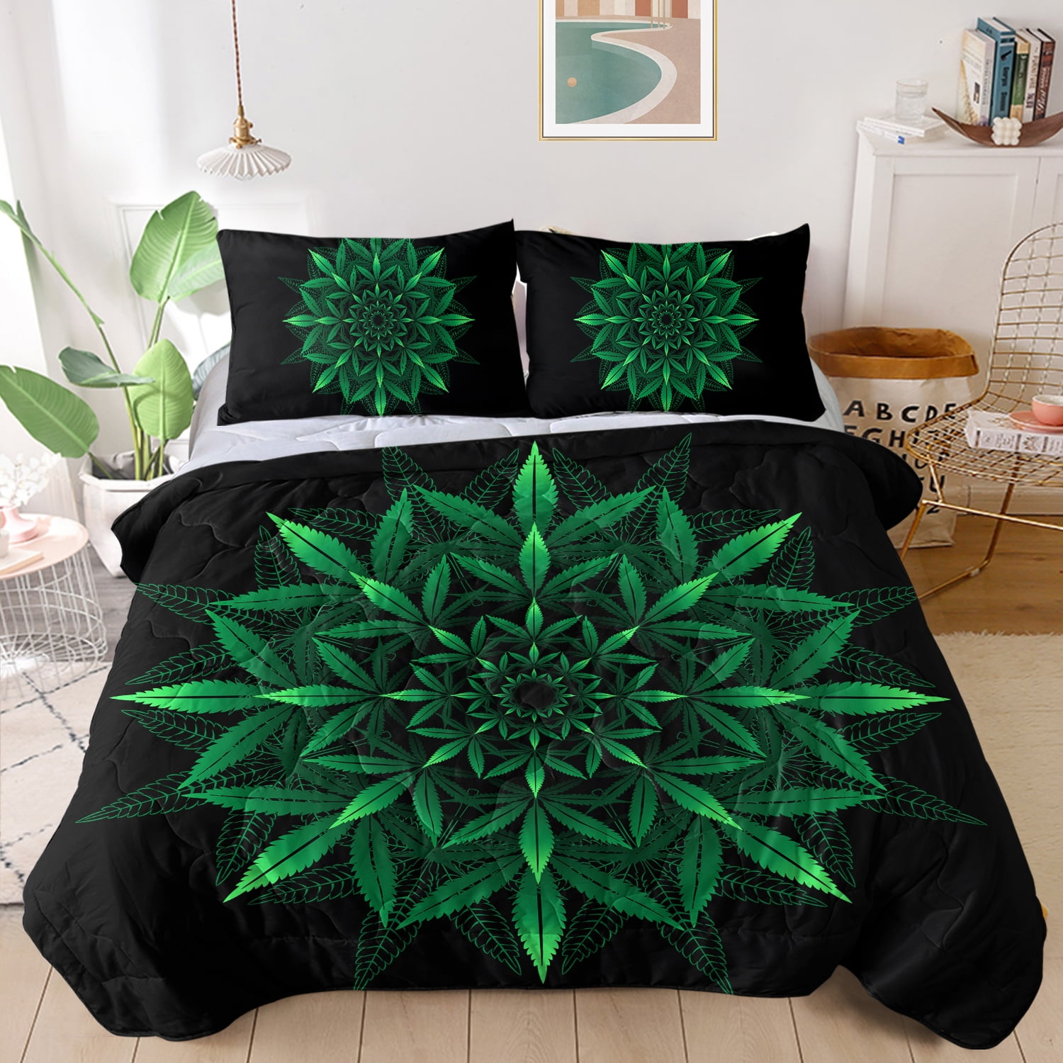 BlessLiving Leaf Comforter Set Twin, Leaves Bedding Set with 1