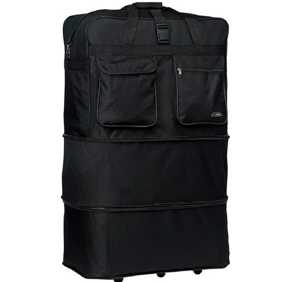 40" Black Expandable Rolling Duffle Bag Wheeled Spinner Suitcase Luggage