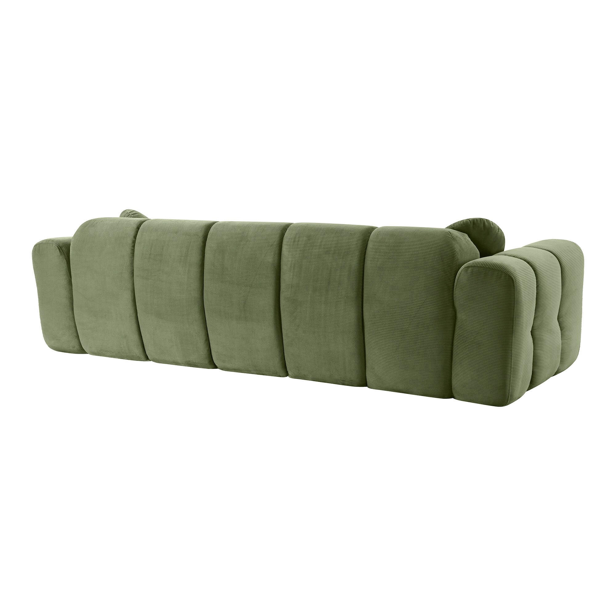 AENKYO 98" Corduroy Cloud Puff Sofa, Modern 4-Seater Bubble Block Couch, No Assembly, Sage Green