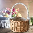 thumbnail image 4 of 1 Pcs Wicker Basket with Handle,Woven Baskets,Rotundity Imitation Rattan Fruit Storage Baskets,Empty Gift Basket for Vegetables, Food Serving, Display, Outdoor, Orange,5.9in Wide,3.54in High(Khaki), 4 of 9