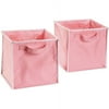 Seed Sprout - Set of 2 Canvas Pop-Up Storage Totes, Pink