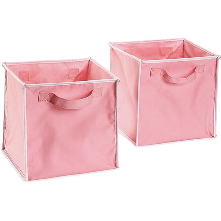 Seed Sprout - Set of 2 Canvas Pop-Up Storage Totes, Pink