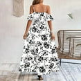 thumbnail image 3 of MORTTIC Women's Halter Floral Print Belted Long Dress with High Slit Boho Wedding Guest Beach Maxi Dress White，M, 3 of 4