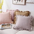 thumbnail image 3 of Nvzi Farmhouse Ruffles Throw Pillow Cover Super Soft Suede Decorative Lumbar Cushion Case Pillowcase for Sofa Couch Bed Chair Car (Gray, 18"x18"), 3 of 4
