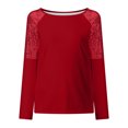 thumbnail image 4 of Mujeres Leopardo O Cuello Lentejuelas Manga Larga Patchwork Camiseta Polluver Blusa Tops Fridja  FKASFK2999, 4 of 5