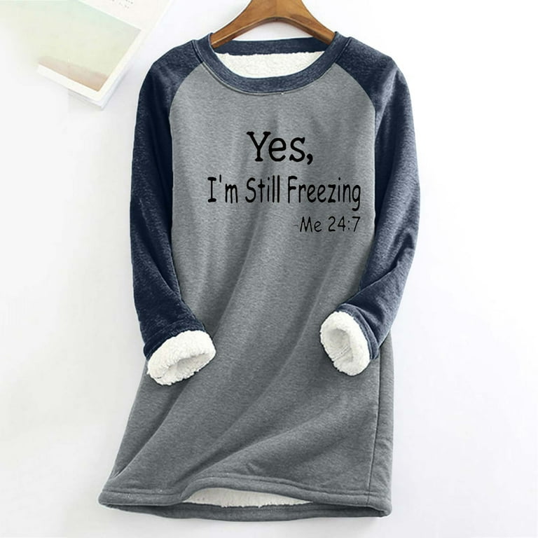 FAVIPT Sherpa Fleece Lined Shirts for Women Yes I'm Cold Funny - Main Image