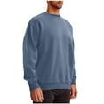 thumbnail image 5 of Men's Crewneck Sweatshirts Fleece Soild Color Texture Long Sleeve Casual Pullover Shirt Blue XL, 5 of 6