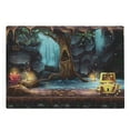 thumbnail image 1 of Fantasy Cutting Board, Cartoon Style Cave Landscape with a Big Tree Treasure Chest Lamps and Waterfall, Decorative Tempered Glass Cutting and Serving Board, Large Size, Multicolor, by Ambesonne, 1 of 1