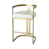 Butler Specialty Company Clarence Faux Leather 35" Barstool - White / Gold