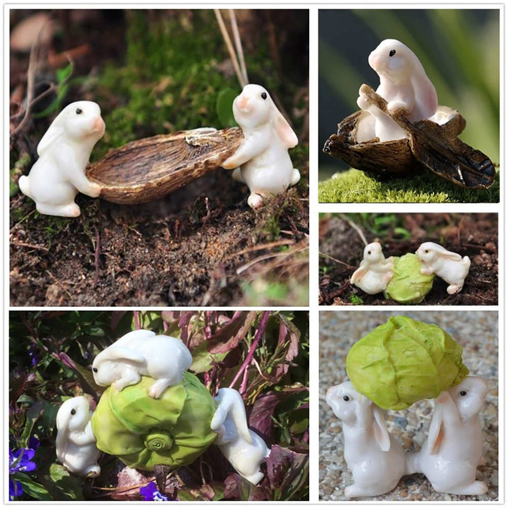 Zeus Miniature Resin Rabbits Cabbage Figurine Micro Landscape Zeus Miniature Resin Rabbits Cabbage Figurine Micro Landscape