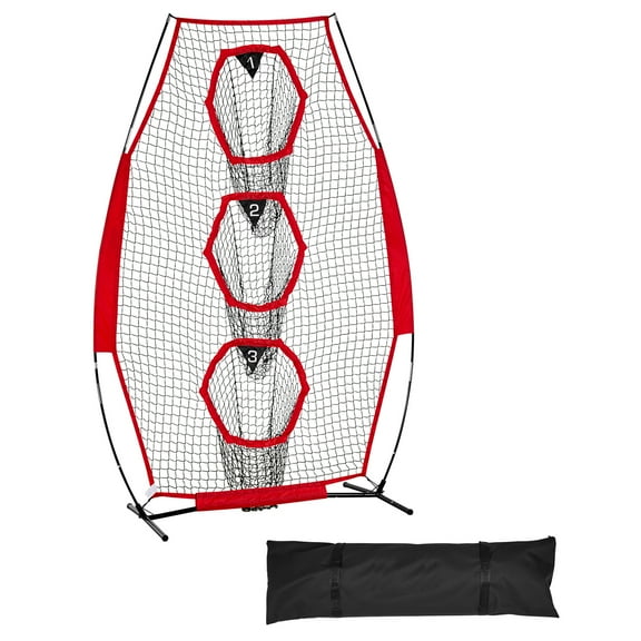 KFFKFF 8 x 4 inch Football Training Net with 5 Target Pockets, Durable Knotless Design, Includes Straps and Carry Bag, Ideal for Quarterback Throwing Practice, Red