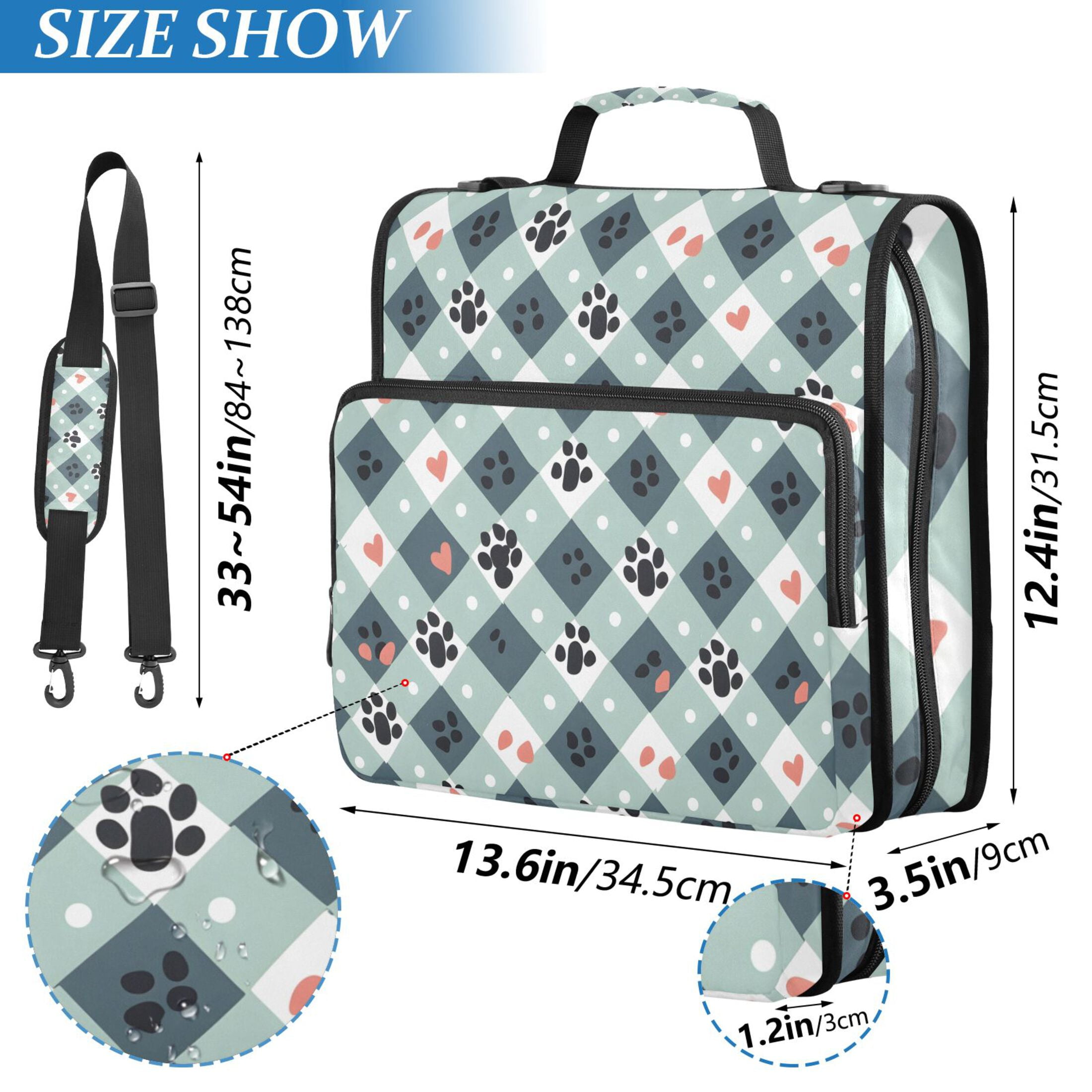 ALAZA Zipper Binder Dog Footprint Checkered 3 Ring Trapper Keeper File Folder Organizer Bag