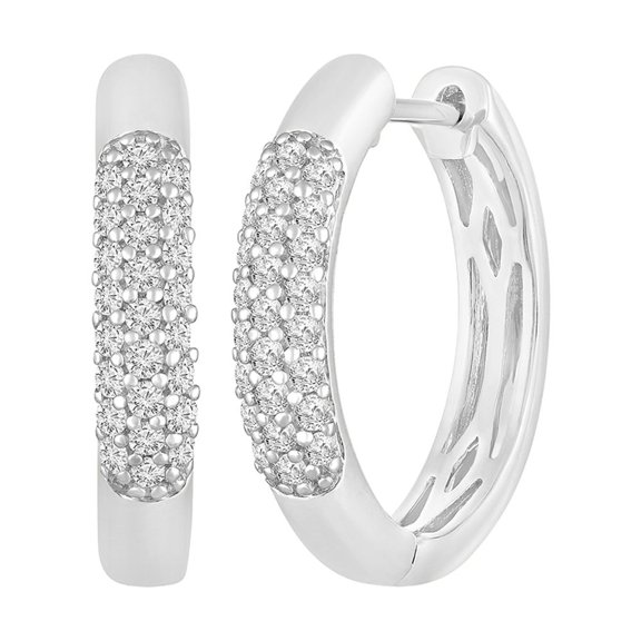 10K White Gold Round Diamond Hoop Earrings (1/3 cttw, I-J Color, I2-I3 Clarity)