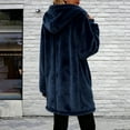 thumbnail image 3 of Veste en Molleton pour Femmes Mode Couleur Unie Quotidienne Chaude à Fermeture Éclair Longueur Genou à Capuche, 3 of 3
