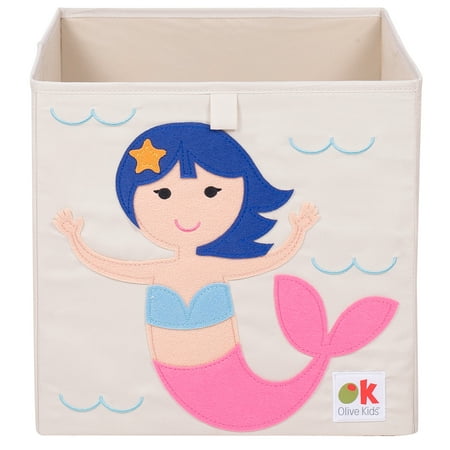 Wildkin 13 Inch Kids Storage Cube for Boys and Girls, Toy Organizer (Mermaids Blue)
