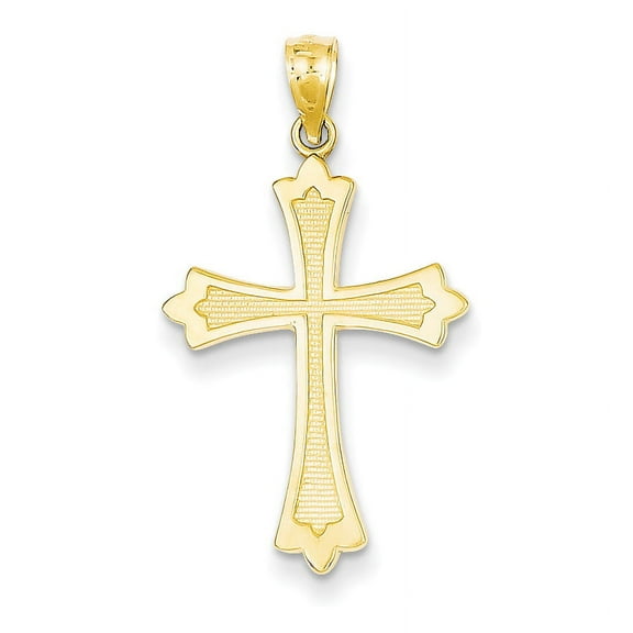 Finest Gold 14K Yellow Gold Budded Cross Pendant