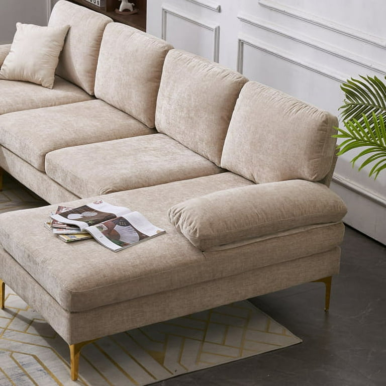 U Shape Sectional Sofa Modern Large Chenille Fabric Modular Couch