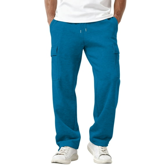 Mens Cargo Sweatpants Open Bottom Joggers for Men Loose Casual Athletic Running Pants with Pockets