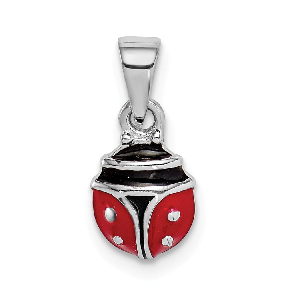 925 Sterling Silver White & Red Enamel Ladybug Baby Shoe CZ Charm Pendant 925 Sterling Silver White & Red Enamel Ladybug Baby Shoe CZ Charm Pendant
