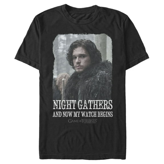 Men's Game of Thrones Jon Snow Watch Begins Graphic Tee Black X Large
