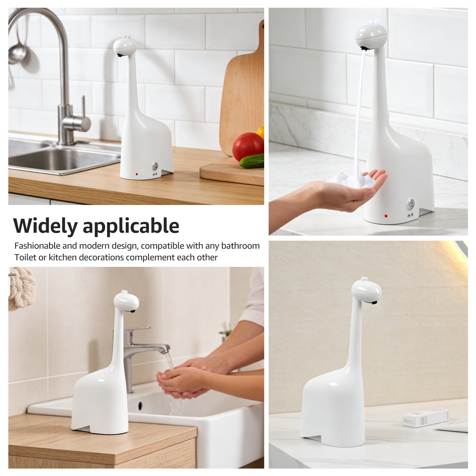 NUAHRHY Automatic Foaming Soap Dispenser, Giraffe Shaped 10oz Touchless Smart Dispenser, Whimsical Design Rechargeable with Infrared Sensor IPX5 Waterproof for Bathroom Kitchen, Unique Decor
