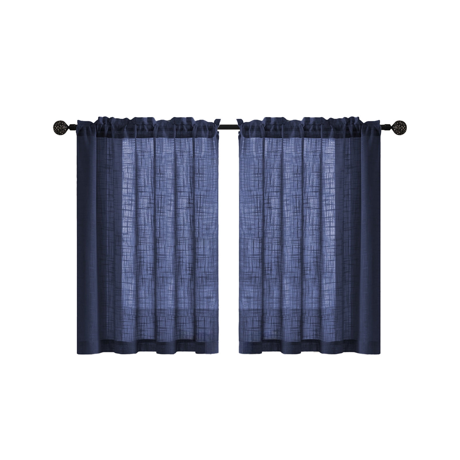 Swiftyle 2 Pcs Linen Bathroom Curtain Vintage Style Semi-Transparent Privacy Window Treatment for Kitchen Decor