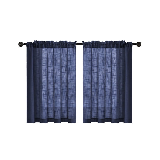 Meitianfacai 2-Pack Linen Style Semi-Sheer Short Curtains for Kitchen and Bathroom Partition, Vintage Inspired Window Valances with Light Filtering Fabric for Doorway and Window Decor