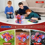Carsky Double-Sided RC Stunt Car, 360° Spins Spider 4WD Remote Control Vehicle with Side-Driving, LED Lights & All-Terrain Tires, Rechargeable Racing Toy Gift for Boys & Girls 6-12