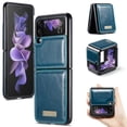 thumbnail image 1 of Galaxy Z Flip 3 Case, PU Leather Samsung Z Flip 3 5G Case, Durable Slim Cover Protective Phone Case for Samsung Galaxy Z Flip 3 2021, Blue, 1 of 10
