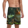 thumbnail image 2 of Uemuo Intellectual Frog Pond Pattern Men's Short Pajama Pants – Soft & Breathable Lounge Shorts, Elastic Waistband with Pockets, Lightweight Sleepwear for All-Season Comfort-3X-Large, 2 of 6