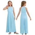 thumbnail image 6 of Mufeng Kids Girls Wide Leg Jumpsuit One Piece Outfit Sleeveless Halter Pleated Long Pants Rompers Sky Blue 8, 6 of 6