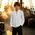 thumbnail image 3 of LYHaoo Boys Long Sleeve Shirt Kids Classic Lace up Theme Tops(11-12 Years), 3 of 7