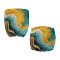 thumbnail image 4 of SCRAWLGOD Marble Print Golden Cyan 2 PCS Comfy Office Chair Slipcover Stretchy Computer Desk Chair Seat Covers Easy to Install Anti-Dust High Back Chair Covers, 4 of 7