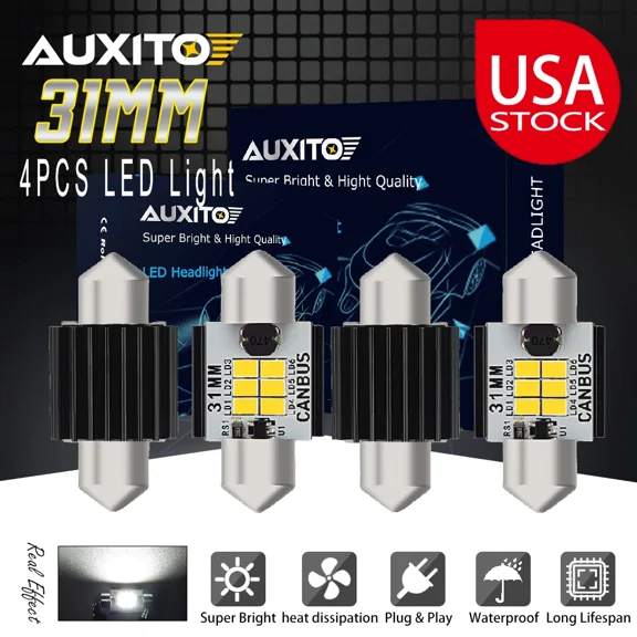 4Pcs White 31Mm Canbus Error Free 3020Smd Festoon Led Interior Map Dome Bulbs E