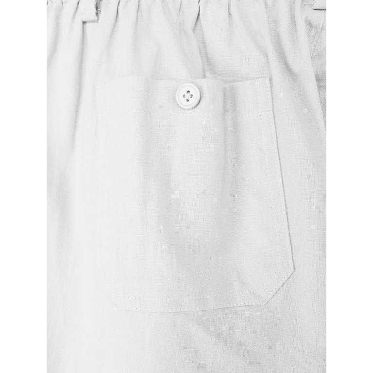 Hat and Beyond Men's Classic Slim-Fit Linen Pants with Waist