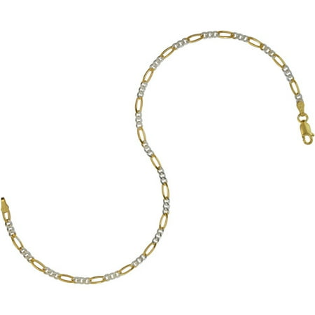 Lariat Anklet - Women's Sterling Silver 080 Figaro Anklet, 10