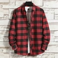 thumbnail image 2 of Button Down Shirt Men Long Sleeve Fashion Casual Collar Regular Fit Flannel Shirt Lightweight Comfortable Fall Plaid Classic Basic Tops With Pocket Red XL, 2 of 3