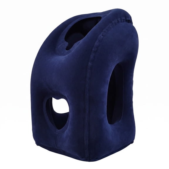 ShundaCat Foldable Inflatable Face-Down Neck Support Pillow, Heart-Shaped Hollow Travel Nap Pillow With Storage Bag