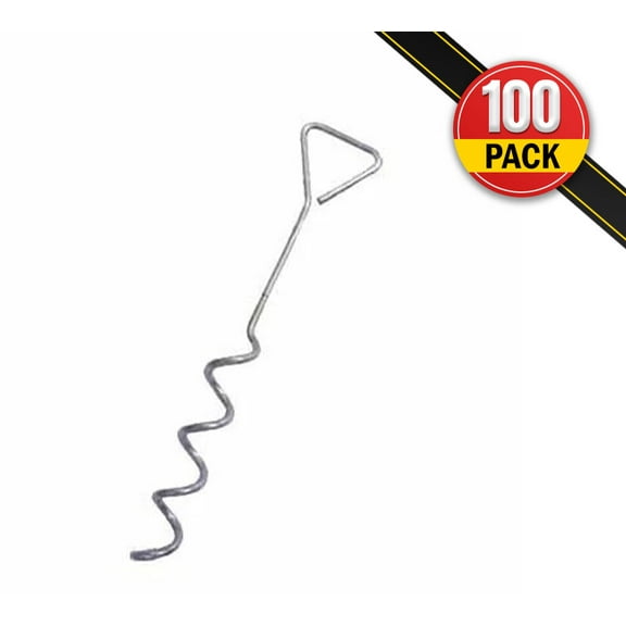 Hay Tarp Spiral Anchor Pins 16" Ground Stake (100 Pack)