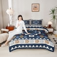 thumbnail image 4 of Feelyou Fashion Aztec Full Size Comforter Sets, Navy Damask Triangle Bedding Sets, 3pcs, 4 of 8