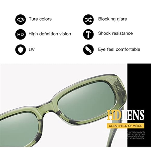 iKANOO Rectangle Sunglasses Women Fashion UV 400 Retro Square Frame Glasses Eyewear (Green) iKANOO iKANOO