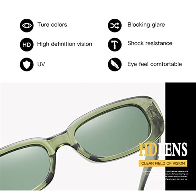 iKANOO Rectangle Sunglasses Women Fashion UV 400 Retro Square Frame Glasses Eyewear (Green) iKANOO iKANOO