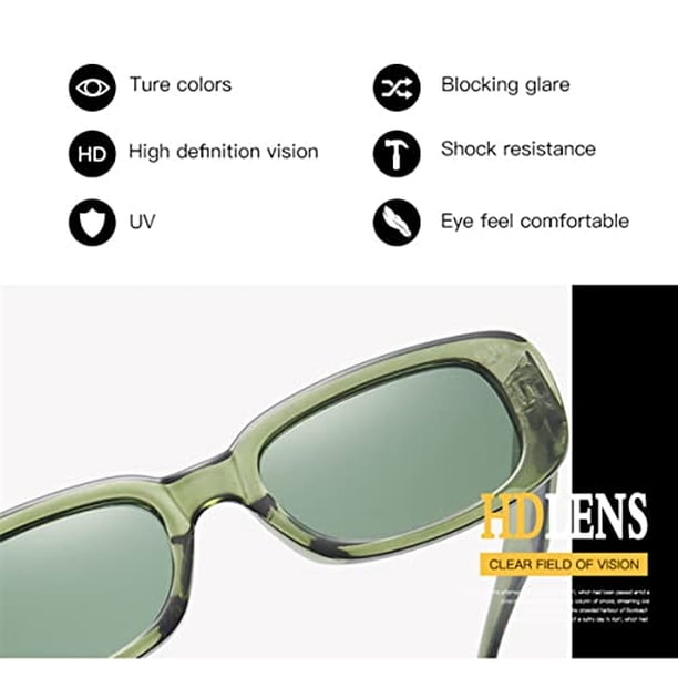 iKANOO Rectangle Sunglasses Women Fashion UV 400 Retro Square Frame Glasses Eyewear (Green) iKANOO iKANOO