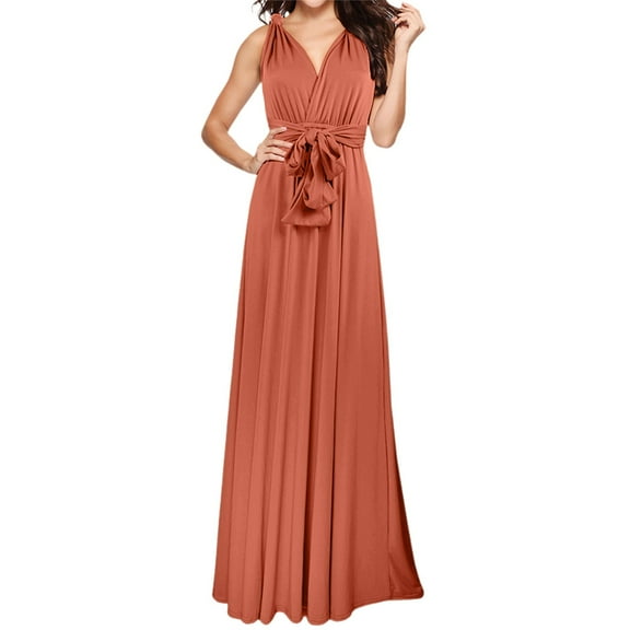Jamsmile Women Dress Summer Elegant V Neck Wrap Way Bridesmaid Gown Party Casual Wear Evening Party Long Dresses