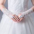 thumbnail image 2 of Vestido de novia de encaje con diamantes para niña, guantes sin dedos para niña, guantes de baile para actuación, decoración, 2 of 5