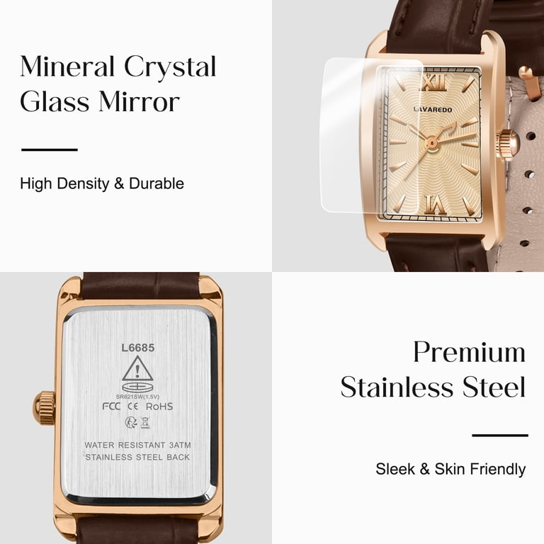 Square Stainless Steel Quartz Wrist Watch with Date - Dainty and Elegant Elegant Square Women main image 3