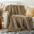 thumbnail image 5 of PinesC Luxury Fluffy Tan Faux Fur Throw Blanket,Soft Cozy Warm Khaki Fur Blanket for Couch, Sofa, Chair, Bed, Plush Fuzzy Fur Throws with Long Pile, 50"x60", 5 of 5